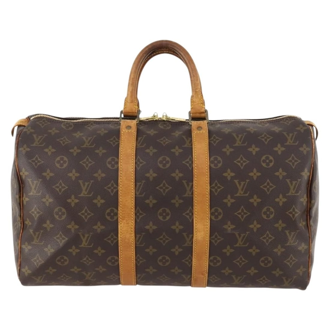 Louis Vuitton Monogram Canvas Keepall Unisex Travel Bag 45cm: Louis Vuitton Monogram Canvas Keepall Unisex Travel Bag 45cm This Louis Vuitton Keepall Bag features the iconic Monogram Canvas in brown, designed for unisex use. The bag shows signs of use including 