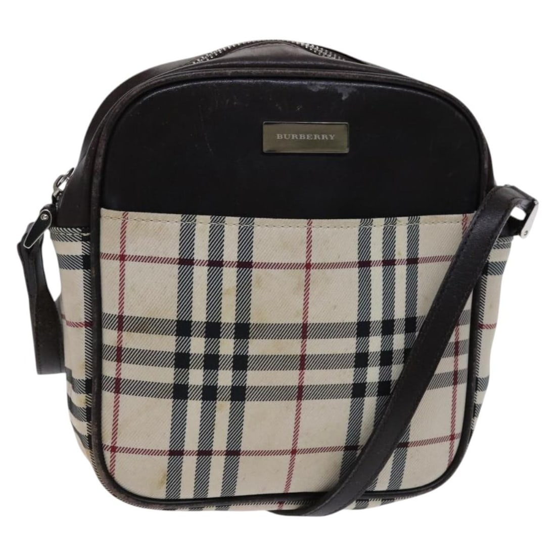 Burberry Nova Check Beige Canvas Leather Women's Shoulder Bag: Burberry Nova Check Beige Canvas Leather Women's Shoulder Bag This Burberry Nova check shoulder bag features a classic beige canvas exterior with leather accents, designed for women. The bag shows sig