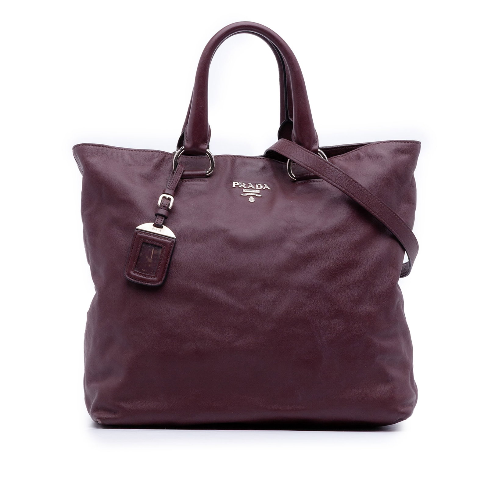 Red Leather Soft Calf Convertible Tote Bag by Prada (1 of 9)