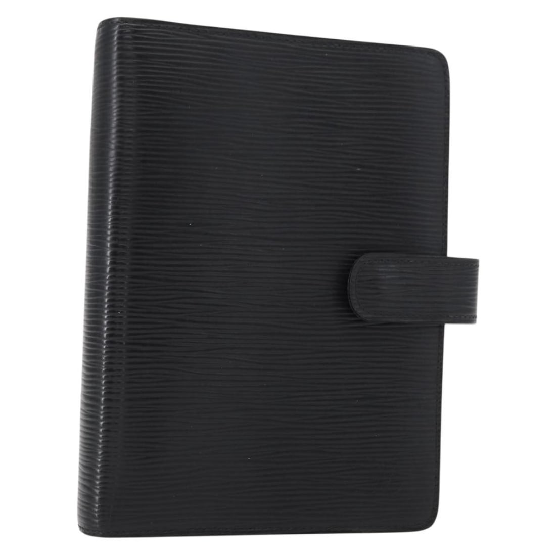 LOUIS VUITTON Epi Leather Black Day Planner Cover R20042: LOUIS VUITTON Epi Leather Black Day Planner Cover R20042 Discover the elegance of the Louis Vuitton Epi Agenda MM Day Planner Cover in classic black. Crafted in France from durable Epi leather, this s