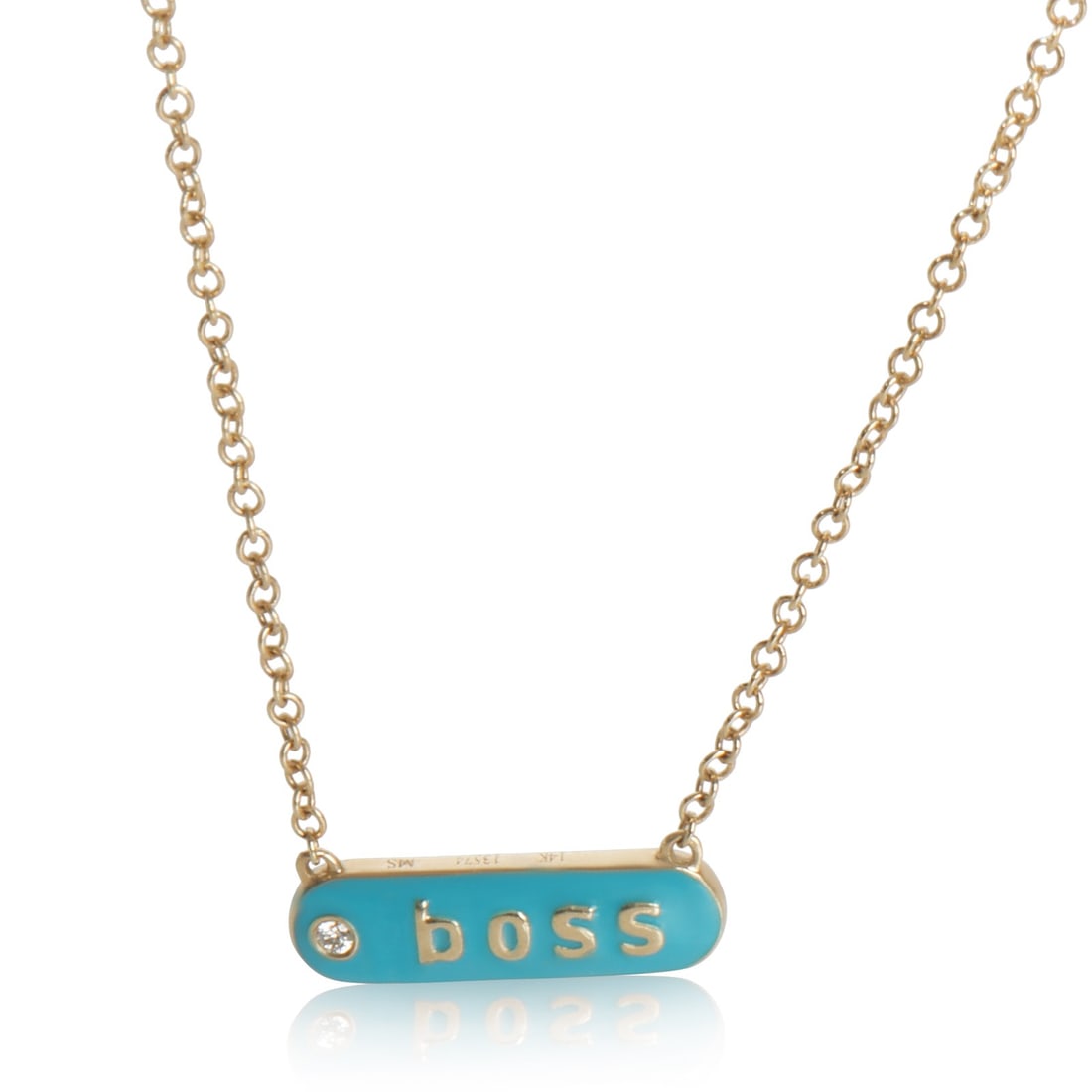 14K Yellow Gold Blue Enamel Diamond Pendant Unisex (1 of 3)