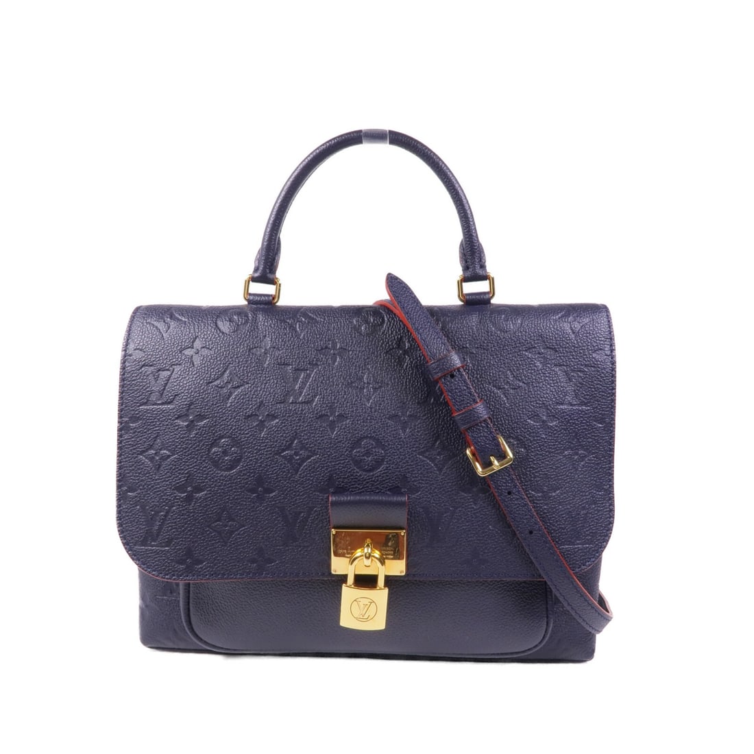 LOUIS VUITTON Marignan Navy Calfskin 2 Way Shoulder Bag M44545: LOUIS VUITTON Marignan Navy Calfskin 2 Way Shoulder Bag M44545 This Louis Vuitton Marignan 2 Way Shoulder Bag is a stylish and versatile accessory made from premium calfskin (cowhide). The bag feature