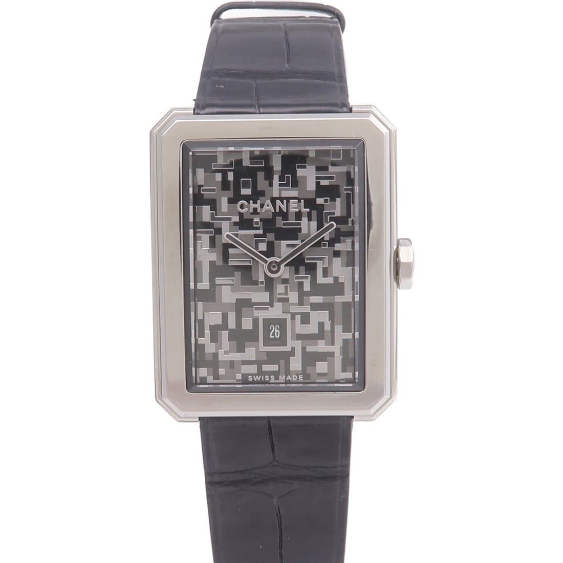 CHANEL Boy-Friend Quartz Stainless Steel Black Dial Wristwatch: CHANEL Boy-Friend Quartz Stainless Steel Black Dial Wristwatch This CHANEL CC Boy-Friend H6128 wristwatch features a sleek black dial and stainless steel construction, offering a modern and sophistica