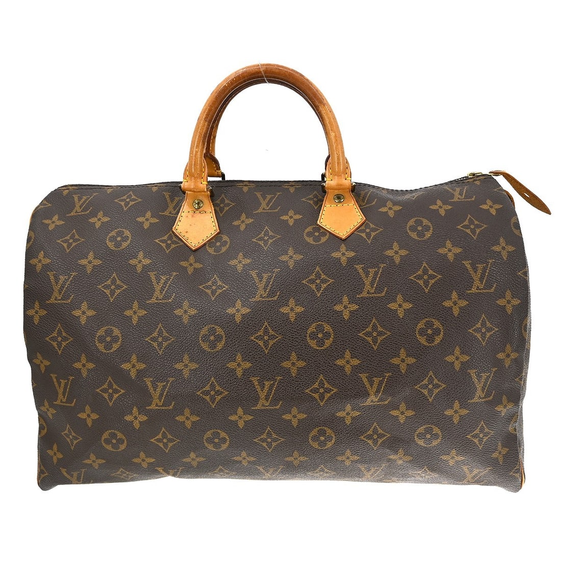 Louis Vuitton Speedy 40 Monogram Canvas Large Brown Duffle Handbag: Louis Vuitton Speedy 40 Monogram Canvas Large Brown Duffle Handbag This Louis Vuitton Speedy 40 duffle handbag features the iconic monogram canvas leather in a large size. The bag is designed with dou
