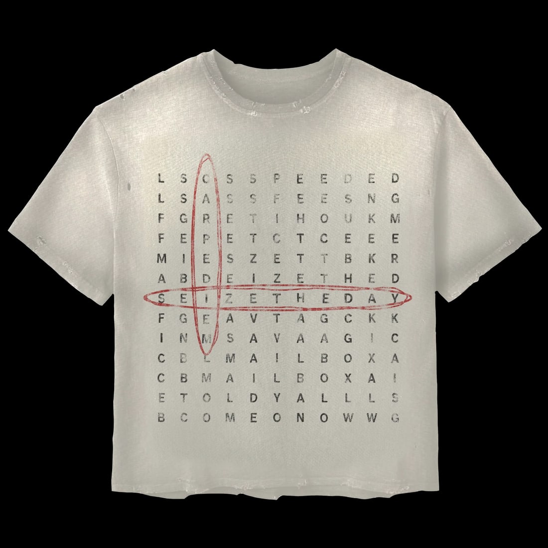 White Unisex T-Shirt with Carpe Diem Crossword Graphic in XXL (1 of 1)