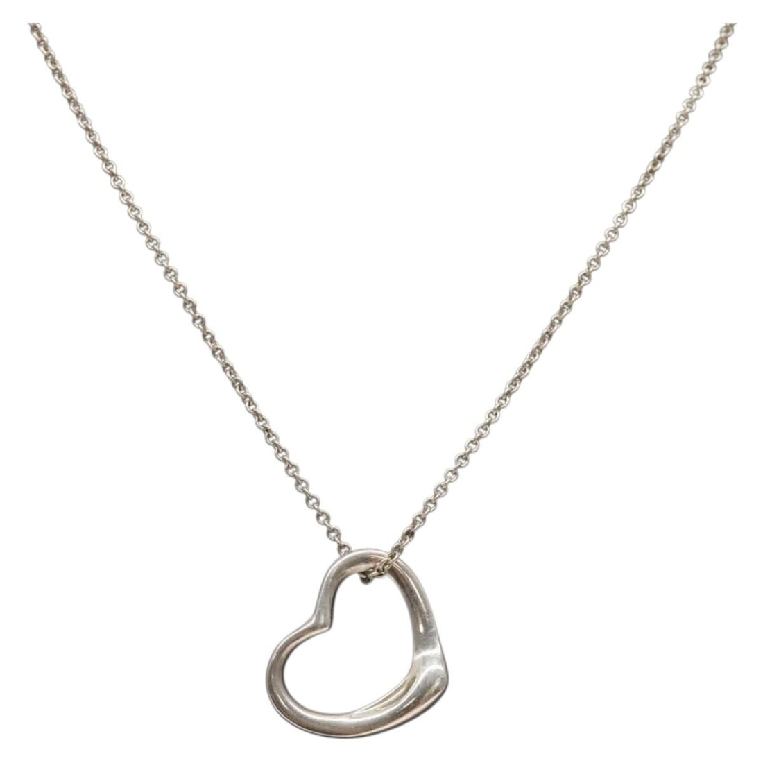 TIFFANY&Co. Open Heart Necklace 925 Silver Authentic: TIFFANY&Co. Open Heart Necklace 925 Silver Authentic This exquisite Tiffany & Co. Open Heart Necklace is crafted from sterling silver (Ag925) and showcases a timeless design. With a total length of ap