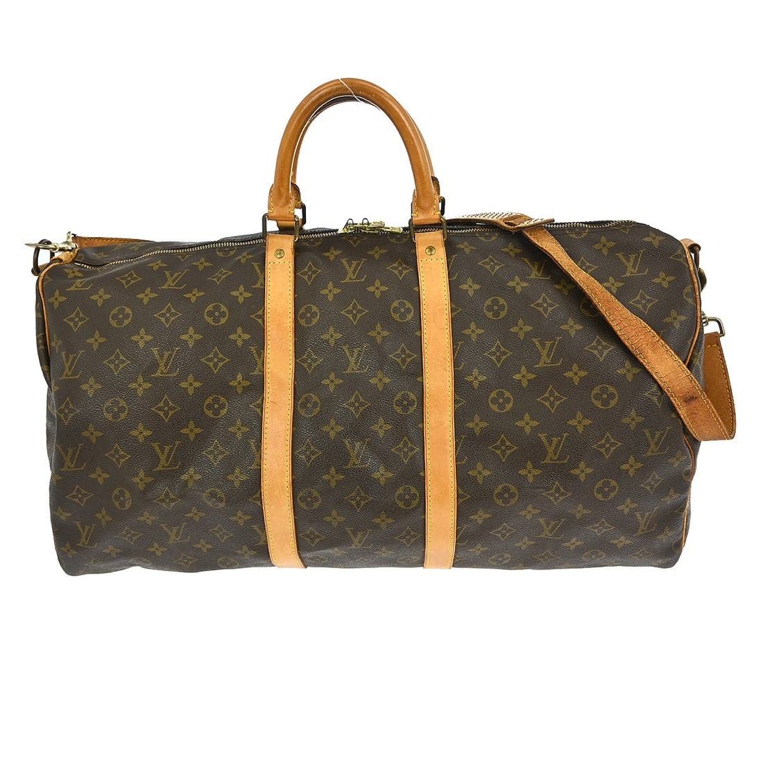 Louis Vuitton Keepall Bandouliere 55 Monogram Canvas Extra Large Duffle Bag: Louis Vuitton Keepall Bandouliere 55 Monogram Canvas Extra Large Duffle Bag The Louis Vuitton Keepall Bandouliere 55 is an extra-large vintage travel duffle bag crafted from the brand's iconic monogra
