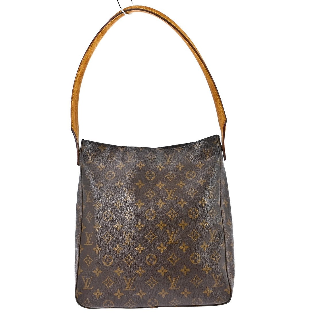 Louis Vuitton Looping GM Monogram Brown Leather Shoulder Bag M51145: Louis Vuitton Looping GM Monogram Brown Leather Shoulder Bag M51145 This Louis Vuitton Looping GM shoulder bag features the iconic Monogram pattern on brown leather with beige leather handles and stra