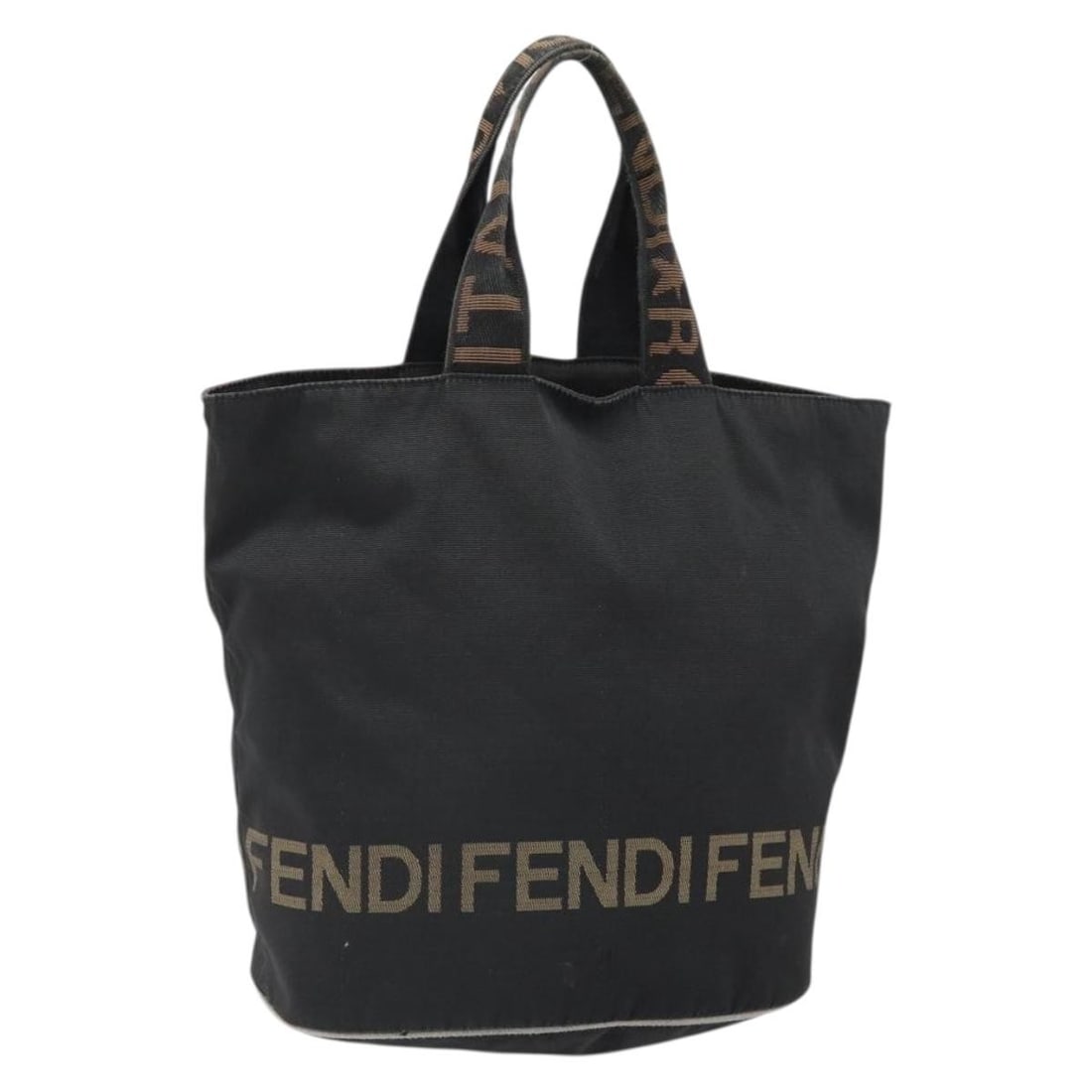 Black and Silver Nylon Fendi Hand Bag Made in Italy: Black and Silver Nylon Fendi Hand Bag Made in Italy This FENDI nylon handbag features a black and silver exterior with a structured design. Made in Italy, the bag shows signs of heavy use including su