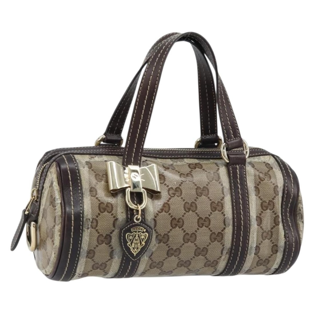 Gucci Duchessa GG Crystal Coated Canvas Beige Gold Women's Handbag: Gucci Duchessa GG Crystal Coated Canvas Beige Gold Women's Handbag This is a Gucci GG Crystal Duchessa handbag crafted from coated canvas in beige and gold tones. The bag features a structured silhoue