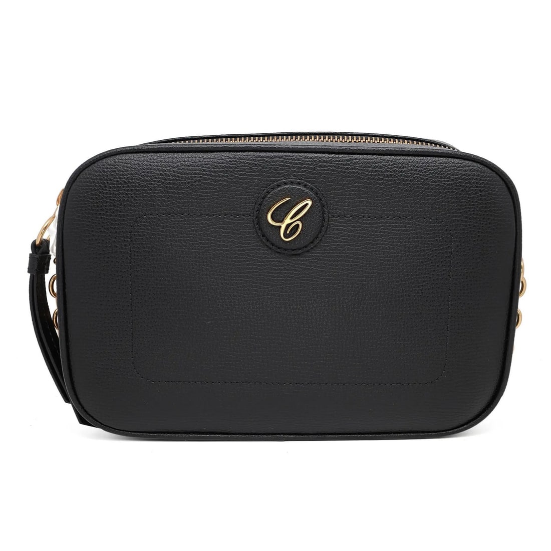 Chopard Happy Sport Mini Black Grained Leather Camera Bag 95000-1110: Chopard Happy Sport Mini Black Grained Leather Camera Bag 95000-1110 The Chopard Happy Sport Black Grained Leather Camera Bag is a stylish and compact handbag perfect for any occasion. Crafted from pr