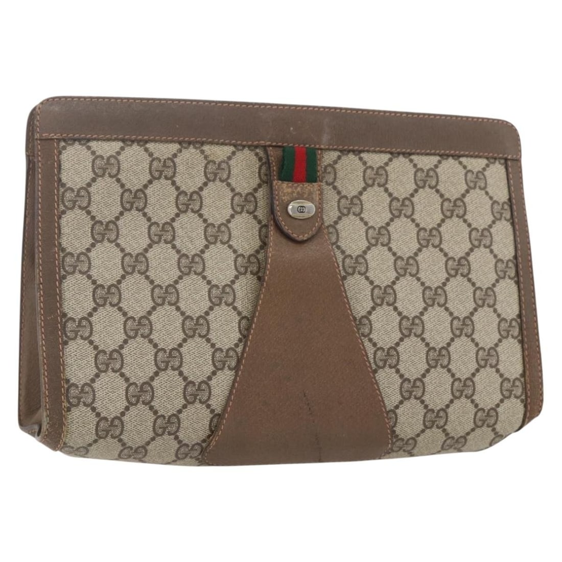 GUCCI GG Supreme Sherry Line Beige PVC Clutch Bag Auth 89 01 033: GUCCI GG Supreme Sherry Line Beige PVC Clutch Bag Auth 89 01 033 Discover the GUCCI GG Supreme Web Sherry Line Clutch Bag, a stylish accessory crafted from durable PVC leather in an elegant beige hue.