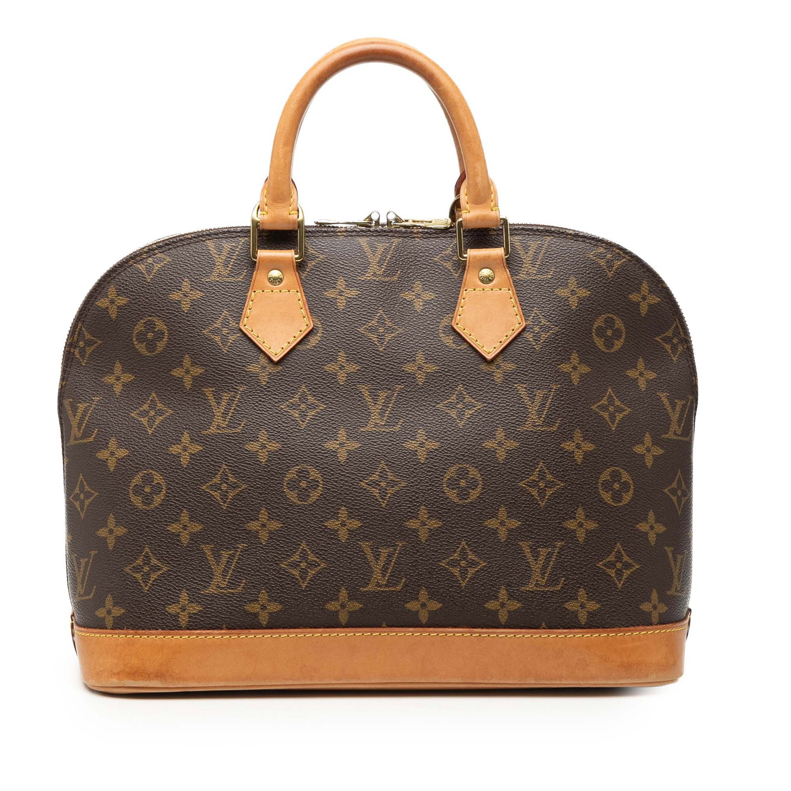 Louis Vuitton Alma PM Brown Monogram Canvas Handbag with Leather Trim (1 of 8)