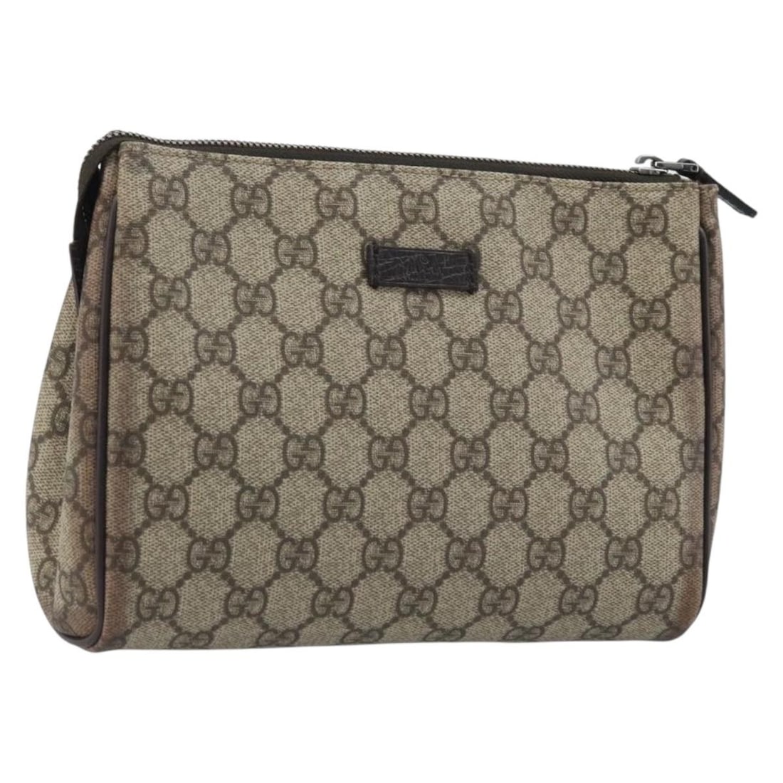 Gucci GG Supreme Beige Silver PVC Clutch Bag 131022 for Women: Gucci GG Supreme Beige Silver PVC Clutch Bag 131022 for Women This is a GUCCI GG Supreme clutch bag crafted from beige PVC leather and GG canvas with silver-tone accents. Designed for women, this clut