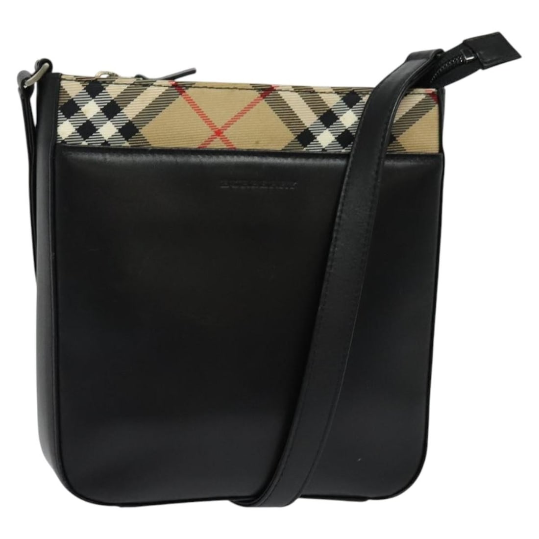 BURBERRY Black Silver Leather Shoulder Bag Auth BA3661: BURBERRY Black Silver Leather Shoulder Bag Auth BA3661 This Burberry shoulder bag is crafted from high-quality leather in a classic black and silver color scheme. Measuring approximately 7.1 inches (1