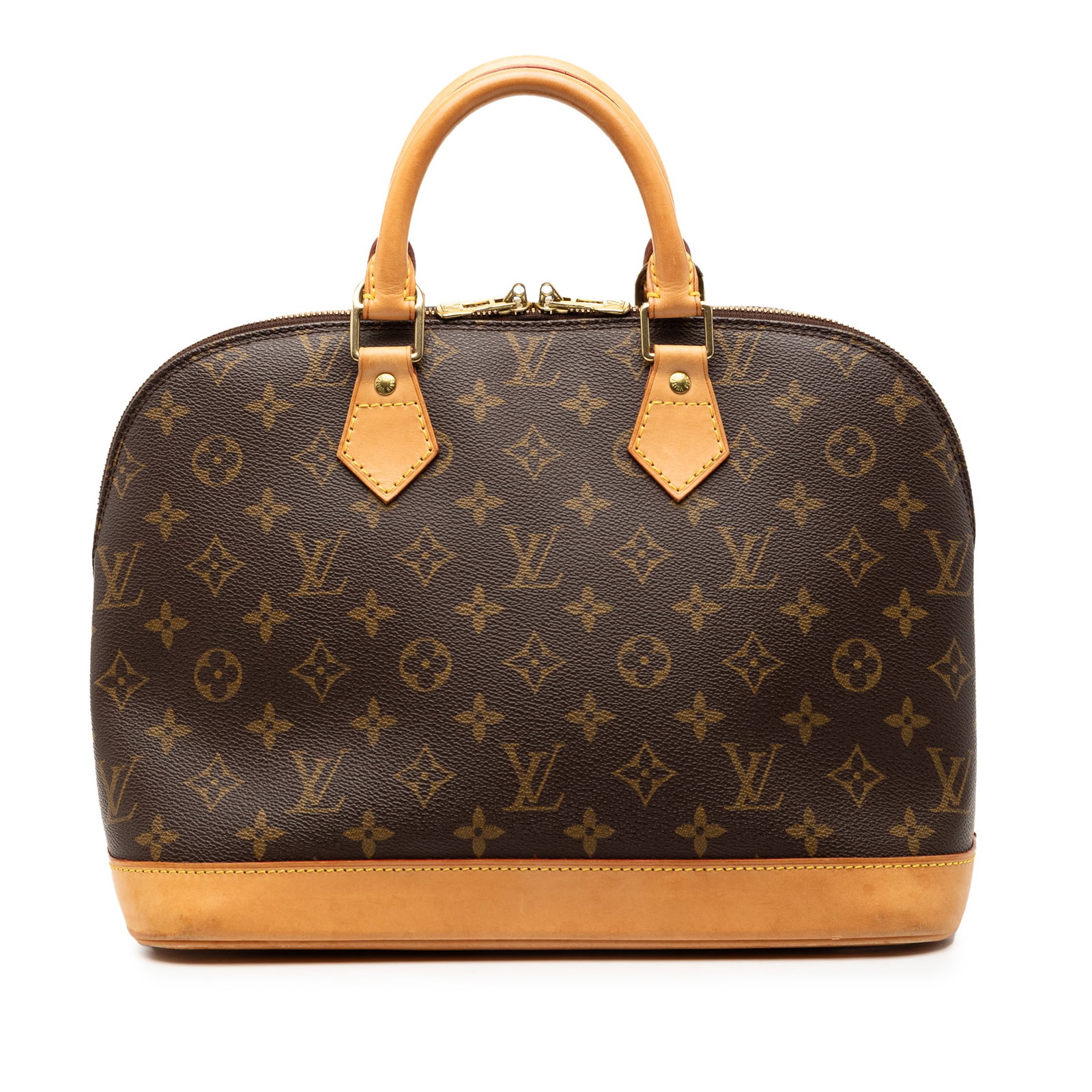 Louis Vuitton Alma PM Brown Monogram Canvas Handbag with Leather Trim (1 of 7)