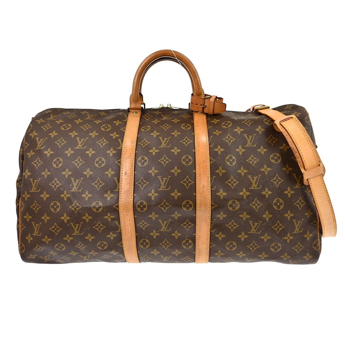 Louis Vuitton Monogram Canvas Keepall Bandouliere 55 Extra Large Duffle Bag: Louis Vuitton Monogram Canvas Keepall Bandouliere 55 Extra Large Duffle Bag This Louis Vuitton Keepall Bandouliere 55 is a vintage extra-large travel duffle bag crafted from the iconic brown monogram 