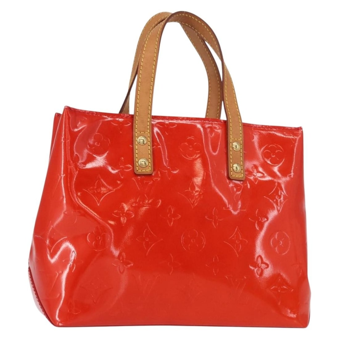 LOUIS VUITTON Monogram Vernis Red Hand Bag M91088 Authentic: LOUIS VUITTON Monogram Vernis Red Hand Bag M91088 Authentic This stylish LOUIS VUITTON Monogram Vernis Reade PM Hand Bag in vibrant red is a luxurious addition to any collection. Expertly crafted in F