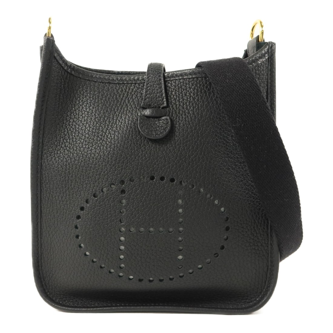 Hermes Evelyne TPM Black Clemence Leather Shoulder Bag GHW: Hermes Evelyne TPM Black Clemence Leather Shoulder Bag GHW This Hermes Evelyne TPM shoulder bag is crafted from black Clemence calfskin leather and features a compact, structured silhouette. Designed 