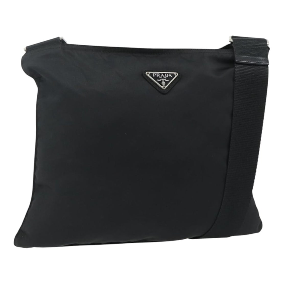 Prada Black Silver Nylon Women Shoulder Bag Italy: Prada Black Silver Nylon Women Shoulder Bag Italy This Prada shoulder bag is crafted from black nylon with silver-tone accents. Designed for women, it features a spacious main compartment and an adjus