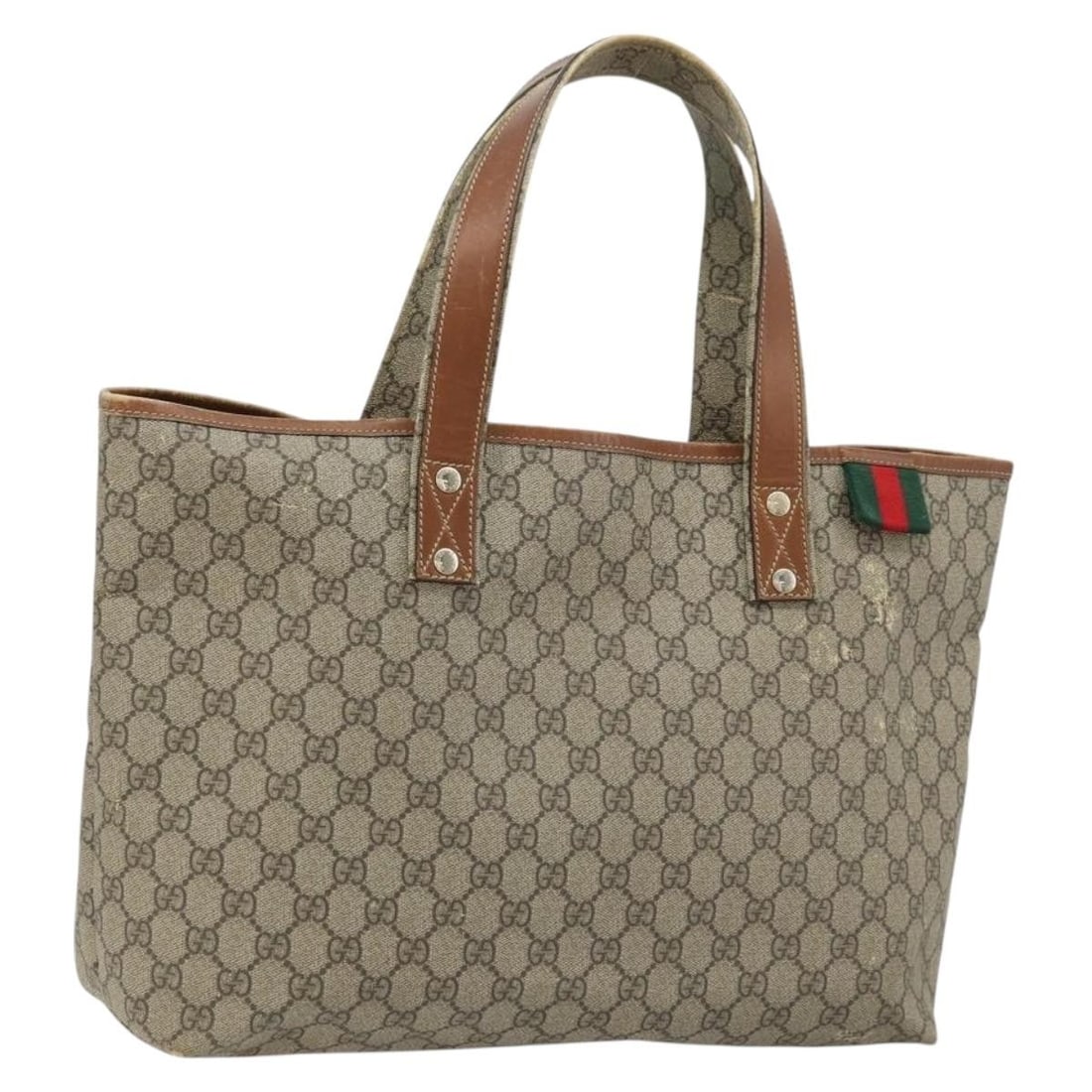 Gucci Sherry Line beige gold tote 211134 PVC leather: Gucci Sherry Line beige gold tote 211134 PVC leather This GUCCI GG Supreme Web Sherry Line tote bag is crafted from beige and gold PVC leather with GG canvas detailing. Made in Italy, it features dual