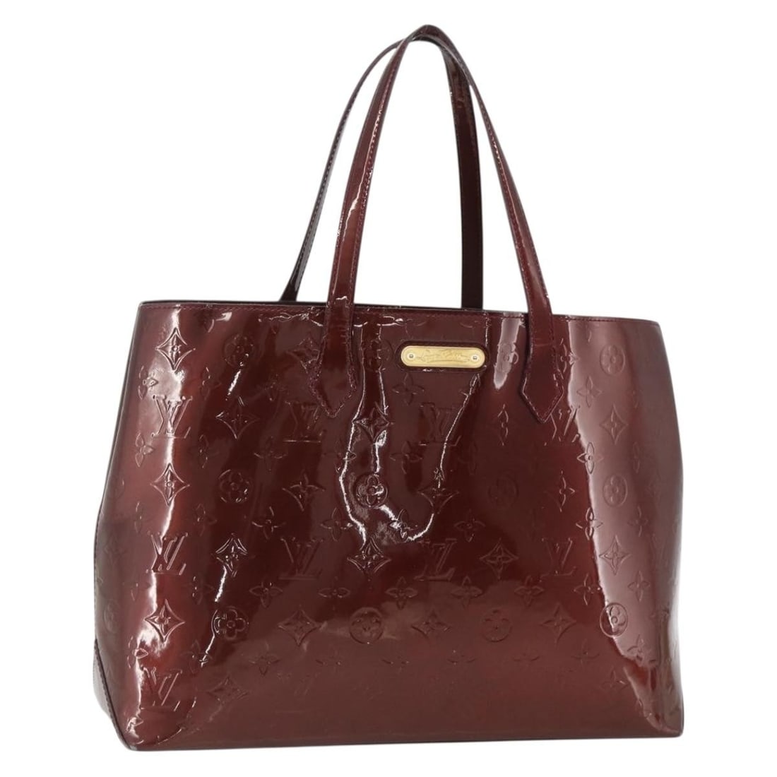 Louis Vuitton Wilshire MM Rouge Favist Patent Leather Tote Bag M91646: Louis Vuitton Wilshire MM Rouge Favist Patent Leather Tote Bag M91646 This Louis Vuitton Vernis Wilshire MM handbag is crafted from patent leather in the Rouge Favist color. Designed for women, it fea
