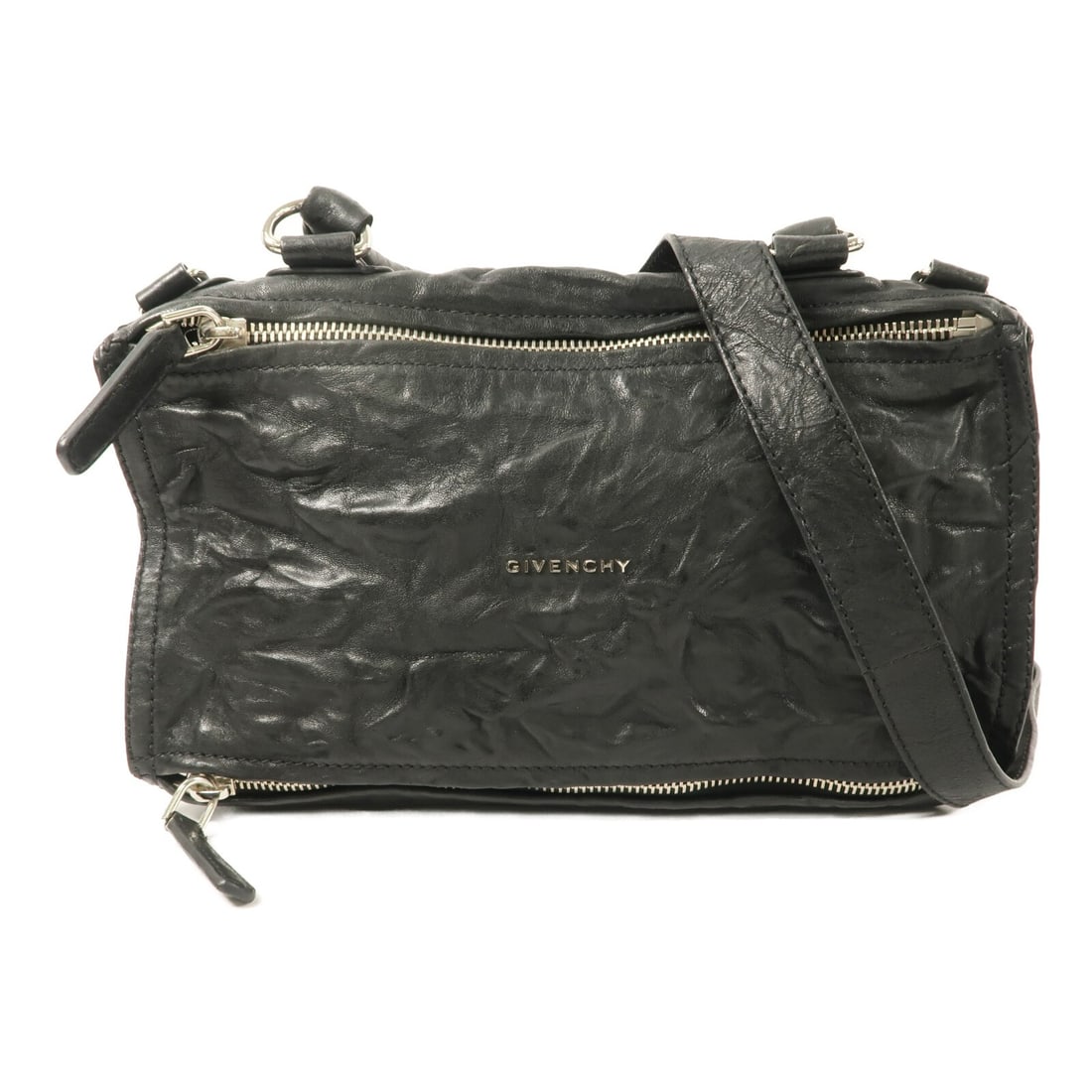 Givenchy Pandora 2 Way Black Calfskin Shoulder Bag: Givenchy Pandora 2 Way Black Calfskin Shoulder Bag This Givenchy Pandora 2-way shoulder bag is crafted from black calfskin leather, offering a versatile and stylish accessory suitable for various occa