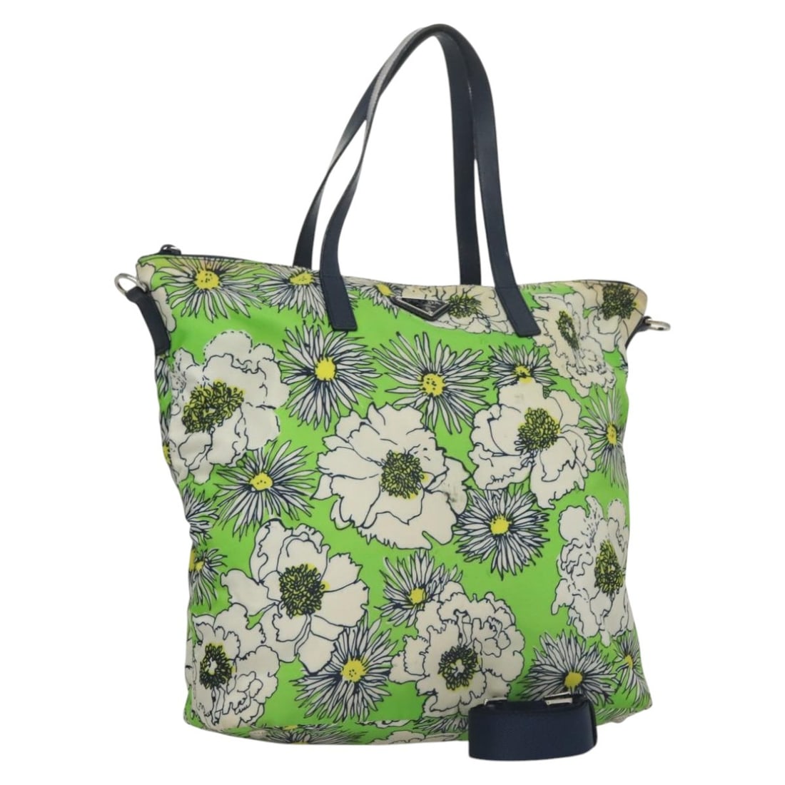 Prada Green Nylon Shoulder Bag with Strap Italy: Prada Green Nylon Shoulder Bag with Strap Italy This PRADA 2-way handbag is crafted from durable green nylon and offers versatile carrying options with both handles and a detachable shoulder strap. De
