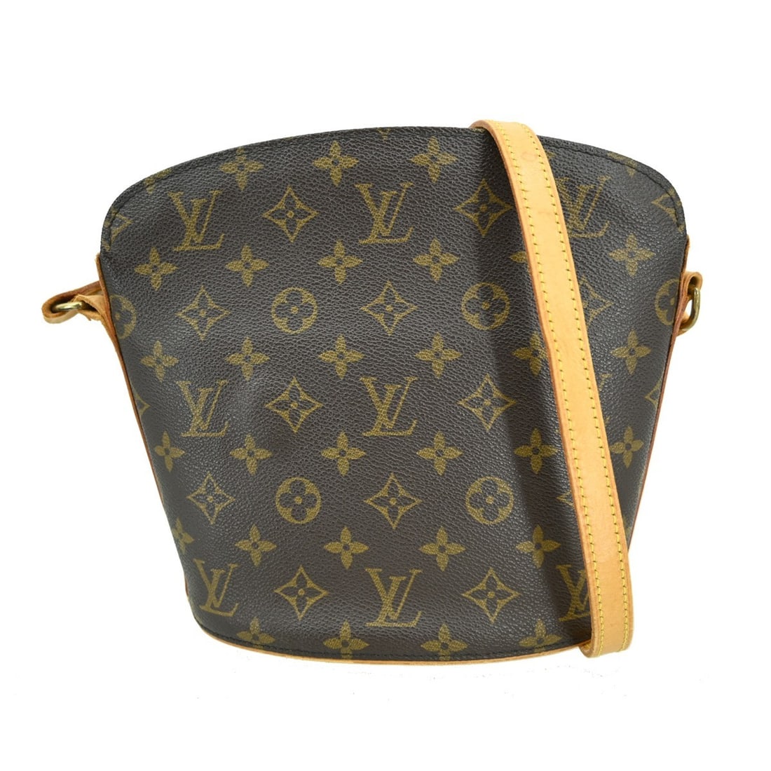 Louis Vuitton Drouot Monogram Canvas Shoulder Bag with Adjustable Strap: Louis Vuitton Drouot Monogram Canvas Shoulder Bag with Adjustable Strap This Louis Vuitton Drouot shoulder bag features the iconic monogram canvas with leather trim and brown leather lining. Designed 