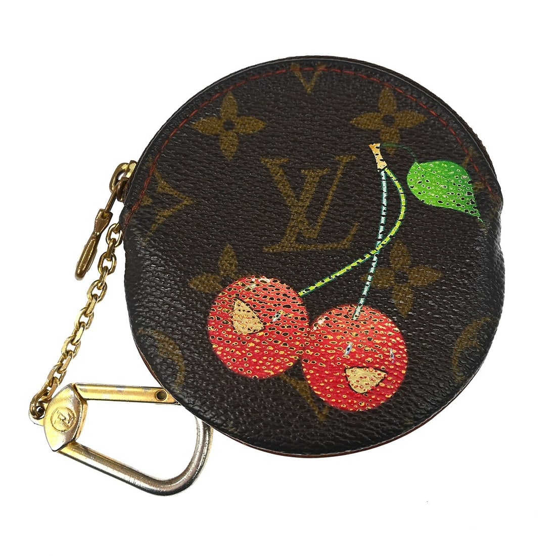 Louis Vuitton Monogram Cherry Round Coin Purse Zip Wallet M95043: Louis Vuitton Monogram Cherry Round Coin Purse Zip Wallet M95043 This Louis Vuitton Cherry Porte Monnaie Rond coin case is crafted from the brand's signature monogram canvas leather in brown, featurin