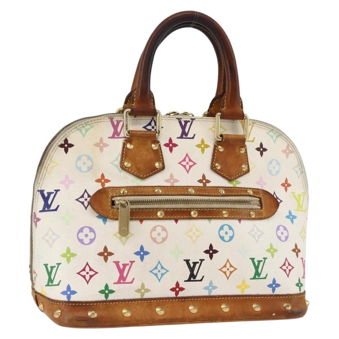 Louis Vuitton Alma Multicolor Canvas White Handbag M92647 France (1 of 18)