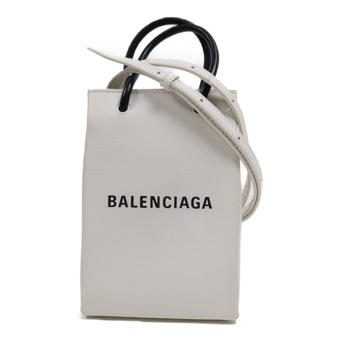 BALENCIAGA White Calfskin Leather Shoulder Bag 698820 with SHW: BALENCIAGA White Calfskin Leather Shoulder Bag 698820 with SHW Elevate your accessory game with the Balenciaga SHW Phone Holder Shoulder Bag, crafted from premium calfskin leather in a pristine white 