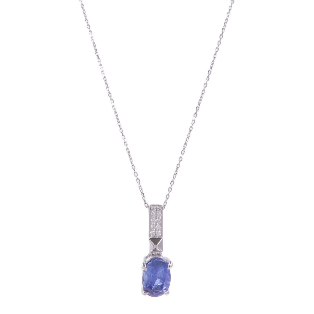 JEWELRY Sapphire Diamond Necklace in PT850 PT900 Platinum: JEWELRY Sapphire Diamond Necklace in PT850 PT900 Platinum This exquisite necklace features a stunning sapphire as its main stone, beautifully complemented by diamonds. Crafted from high-quality Pt850 