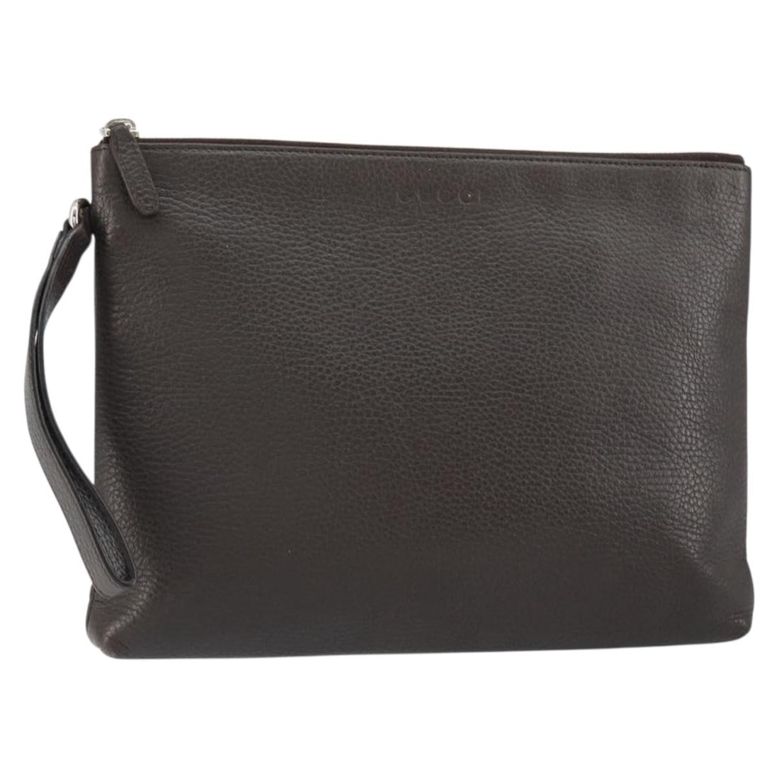 GUCCI Leather Clutch Bag Dark Brown Silver 546532 Authentic Italy: GUCCI Leather Clutch Bag Dark Brown Silver 546532 Authentic Italy This authentic GUCCI clutch bag is a stylish accessory made from high-quality leather in a sophisticated dark brown and silver color c