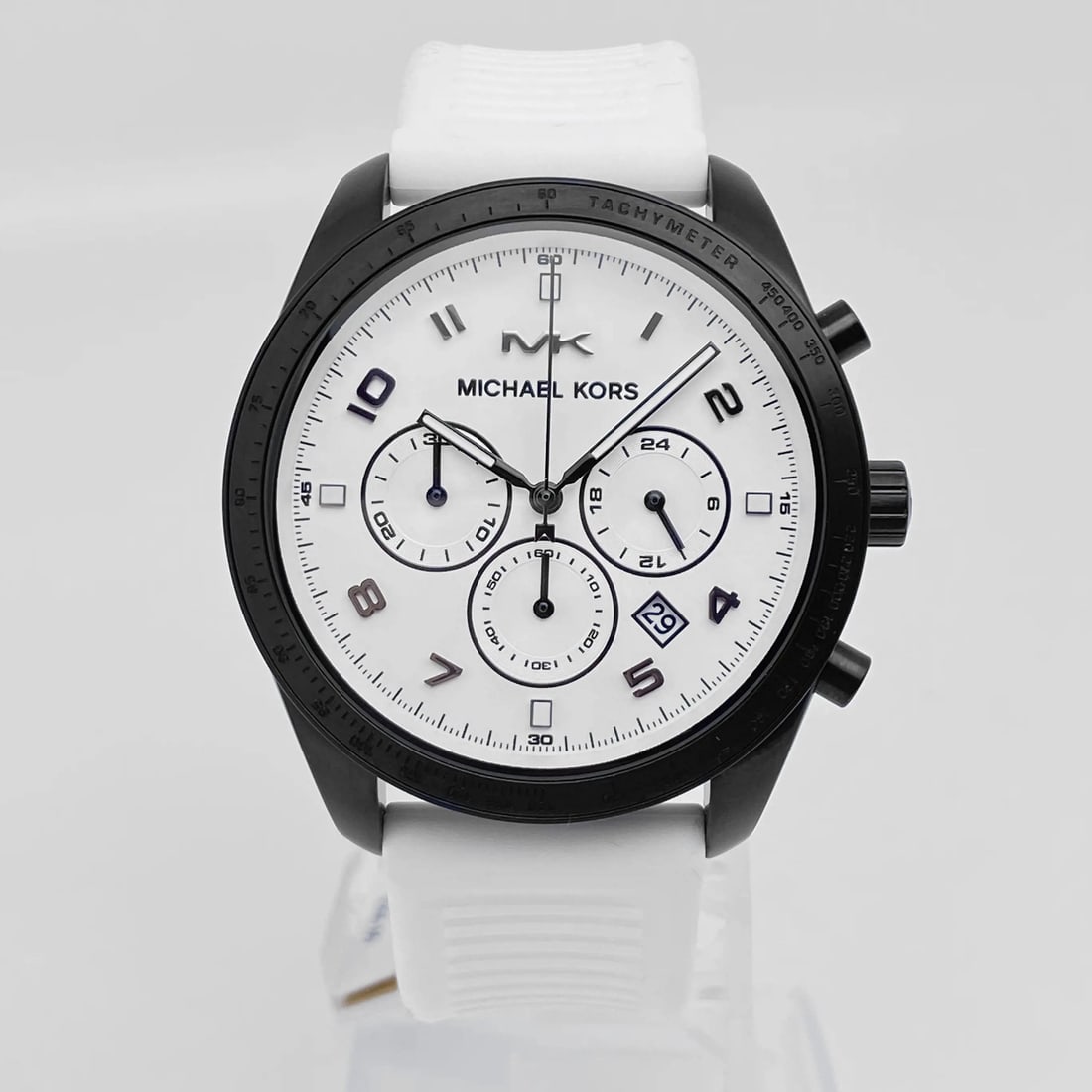 Michael Kors Keaton MK8685 43mm Steel Chronograph White Dial Watch: Michael Kors Keaton MK8685 43mm Steel Chronograph White Dial Watch The Michael Kors Keaton 43mm Steel Chronograph Watch MK8685 is a stylish and functional timepiece designed for the modern man. This w