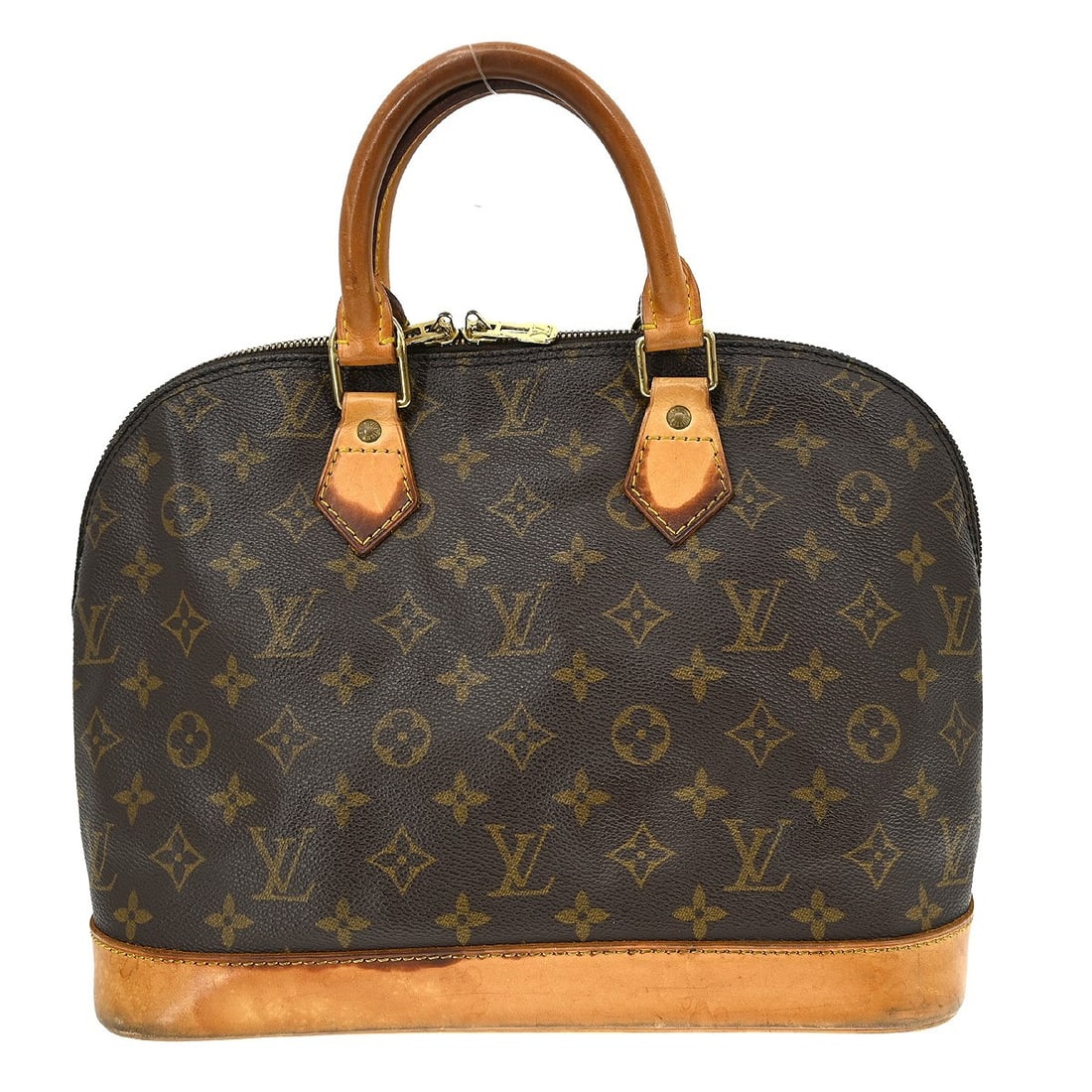 Louis Vuitton Alma Monogram Canvas Medium Brown Handbag M51130: Louis Vuitton Alma Monogram Canvas Medium Brown Handbag M51130 This Louis Vuitton Alma handbag features the iconic Monogram canvas design with beige double handles and a zip closure. Designed for casu
