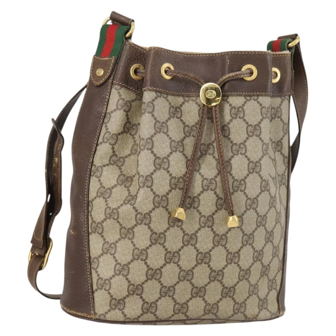 Gucci GG Supreme Sherry Line Beige PVC Shoulder Bag 164 02 034: Gucci GG Supreme Sherry Line Beige PVC Shoulder Bag 164 02 034 This is a Gucci GG Supreme Web Sherry Line shoulder bag crafted from beige and gold PVC leather with GG canvas accents. Designed for wome