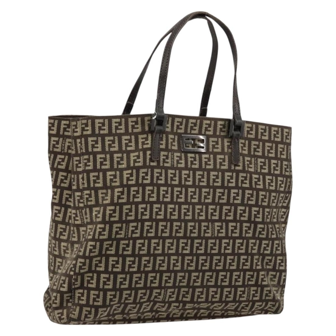 FENDI Brown Silver Zucchino Canvas Women Handbag Italy: FENDI Brown Silver Zucchino Canvas Women Handbag Italy This FENDI Zucchino Canvas handbag features a brown and silver exterior, crafted from Zucchino canvas. Designed for women, it offers a spacious m