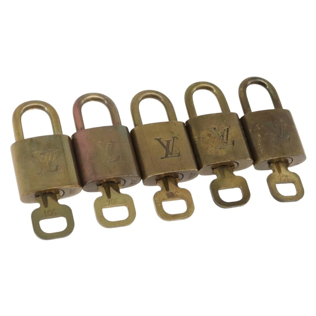 Set of 5 Gold Metal Padlocks by Louis Vuitton France (1 of 6)
