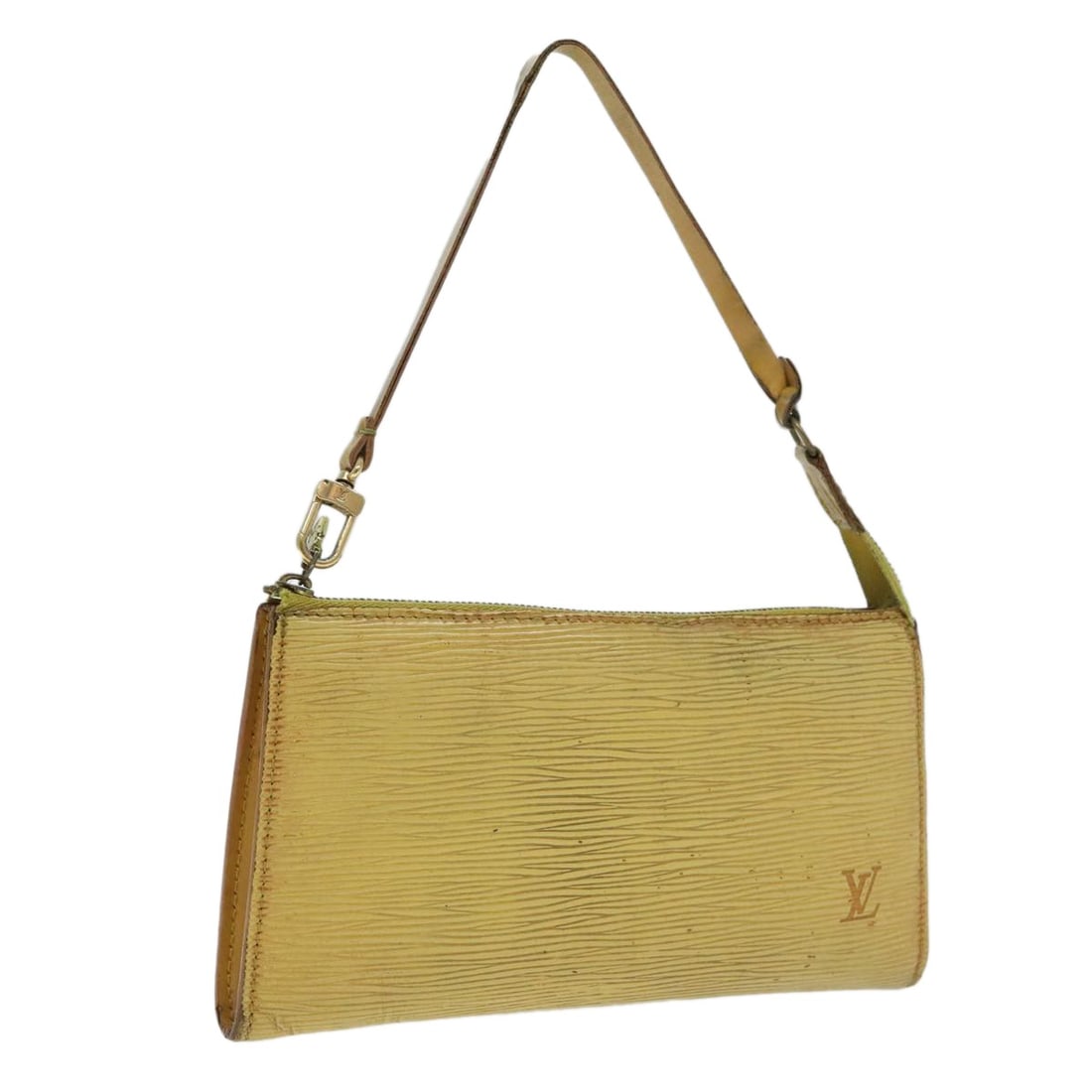 Louis Vuitton Epi Leather Yellow Pochette Accessoires M52989 France: Louis Vuitton Epi Leather Yellow Pochette Accessoires M52989 France This is a Louis Vuitton Epi Pochette Accessoires pouch in yellow, crafted from Epi leather. Designed for women, the accessory pouch 