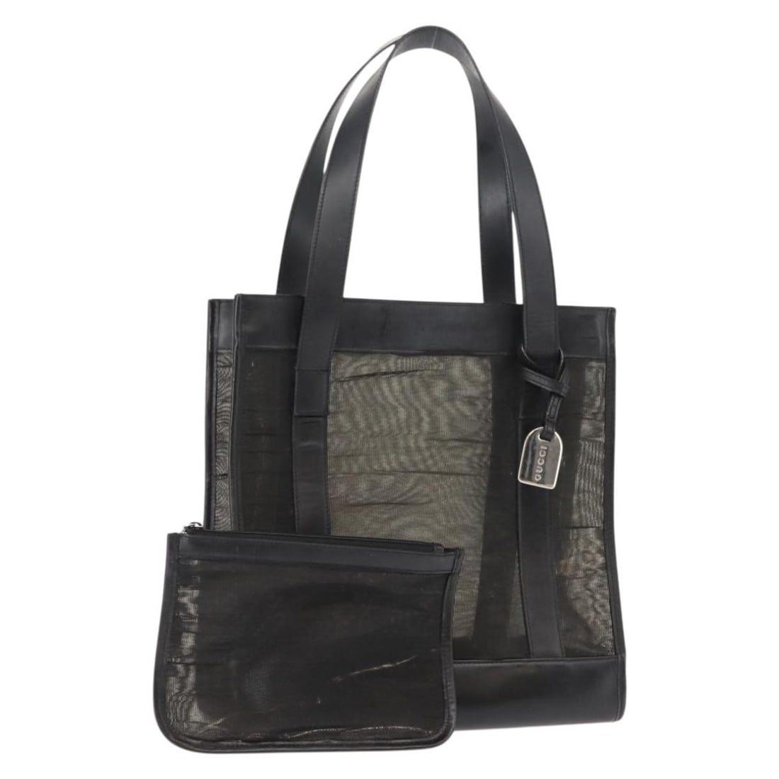 Gucci Black Nylon Tote with Pouch 002 1705 0405: Gucci Black Nylon Tote with Pouch 002 1705 0405 This GUCCI tote bag is crafted from black nylon and features a classic, versatile design. Made in Italy, it offers ample storage space and includes a co