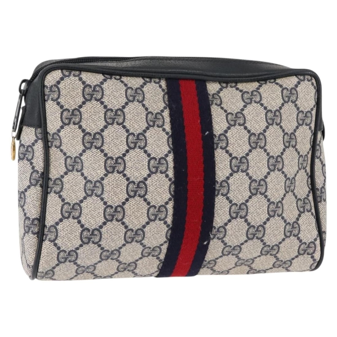 GUCCI GG Supreme Sherry Line Clutch Bag Red Navy 63 01 012 Italy: GUCCI GG Supreme Sherry Line Clutch Bag Red Navy 63 01 012 Italy This GUCCI GG Supreme Sherry Line Clutch Bag features a striking combination of red and navy colors, crafted from durable PVC leather a