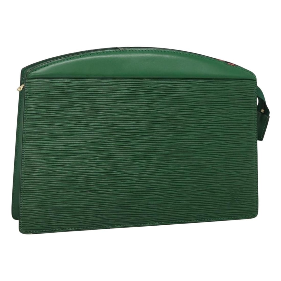 Green Epi Leather Trousse Crete Pouch by Louis Vuitton M48404: Green Epi Leather Trousse Crete Pouch by Louis Vuitton M48404 This Louis Vuitton Epi Trousse Crete Pouch in green features durable Epi leather and is designed for women. The pouch displays notable sig