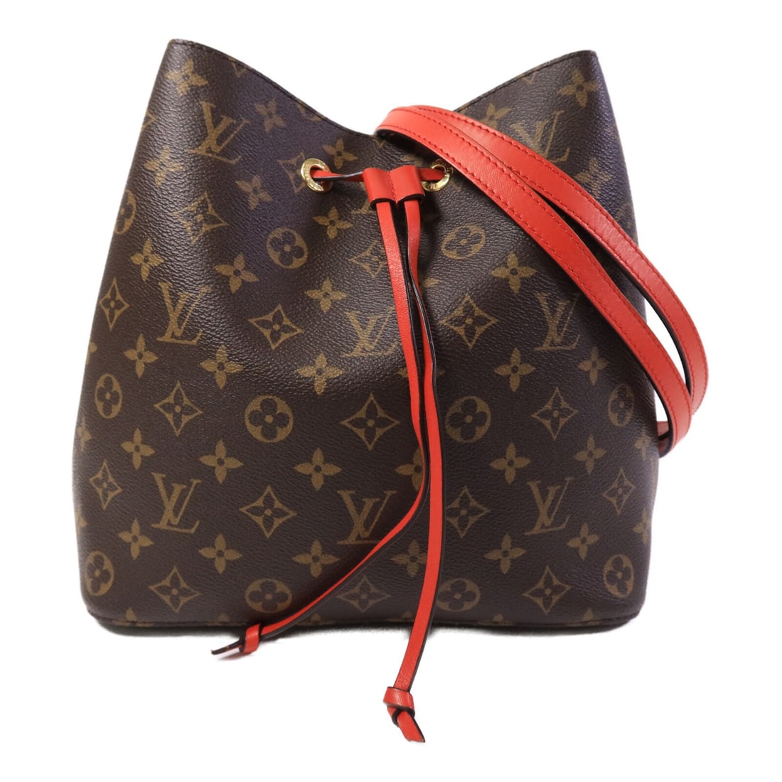 Louis Vuitton Neo Noe MM Monogram Coquelicot Shoulder Bag GHW: Louis Vuitton Neo Noe MM Monogram Coquelicot Shoulder Bag GHW This Louis Vuitton Neo Noe MM shoulder bag features the iconic Monogram pattern on durable PVC coated canvas with striking red accents.