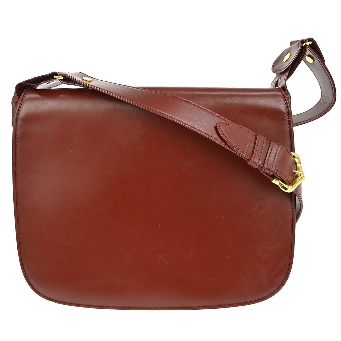 Cartier Medium Vintage Bordeaux Leather Shoulder Strap Bag France: Cartier Medium Vintage Bordeaux Leather Shoulder Strap Bag France This vintage Cartier shoulder bag is crafted from Bordeaux leather and features a medium-sized silhouette with a shoulder strap handle