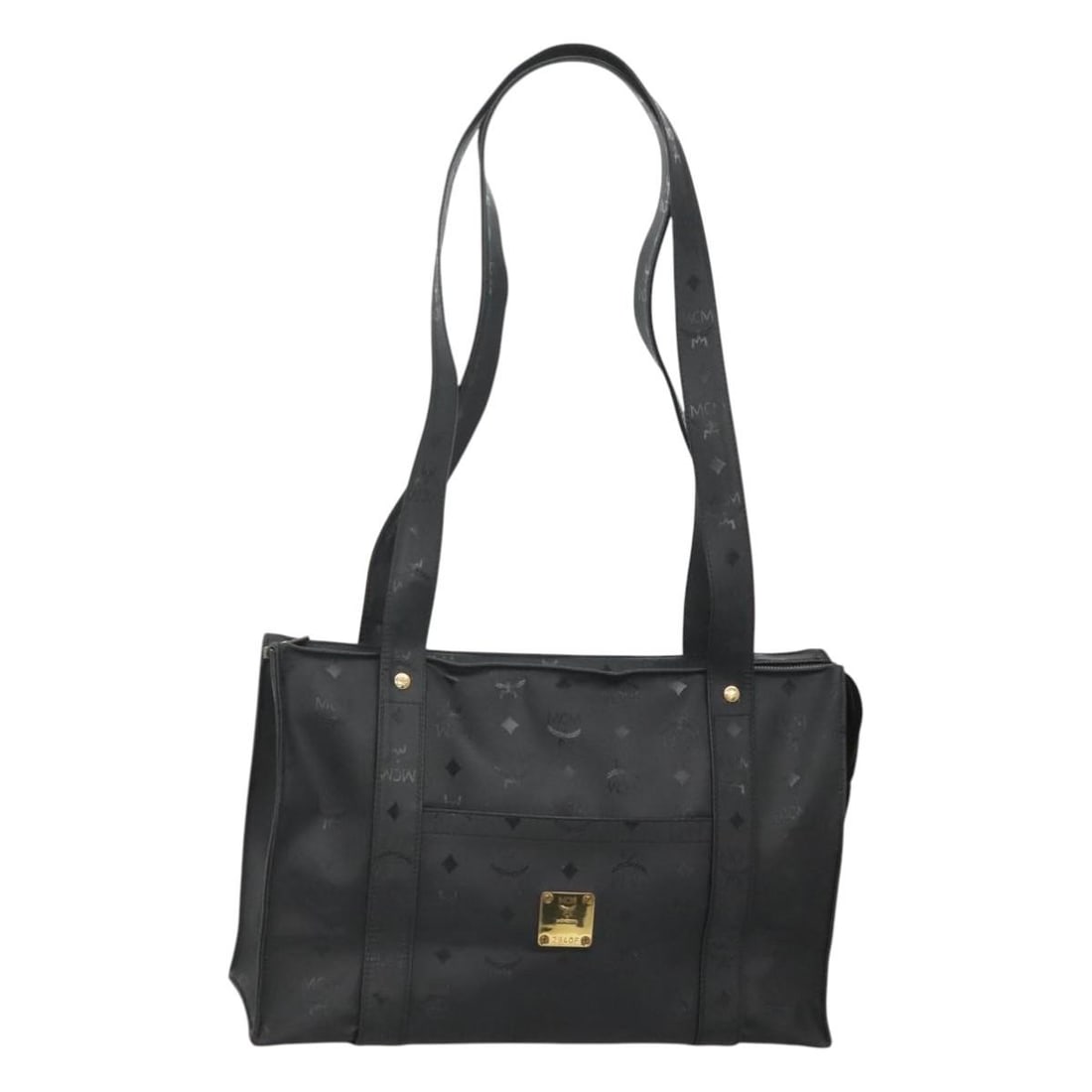 MCM Vicetos Black PVC Shoulder Bag for Women: MCM Vicetos Black PVC Shoulder Bag for Women This MCM Vicetos Logogram shoulder bag features a black PVC leather exterior with the signature logo design. The bag is designed for women and offers a spa
