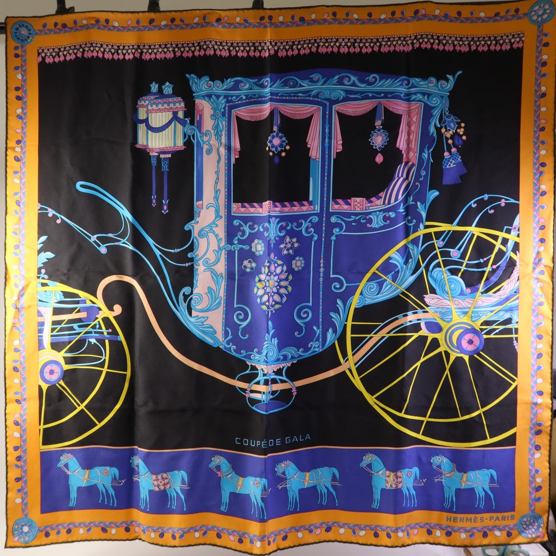 Silk Multicolor Scarf by HERMES 90x90 cm French Made: Silk Multicolor Scarf by HERMES 90x90 cm French Made This HERMES scarf is crafted from luxurious silk and features a vibrant multicolor design. Designed for women, it offers a stylish and elegant acce