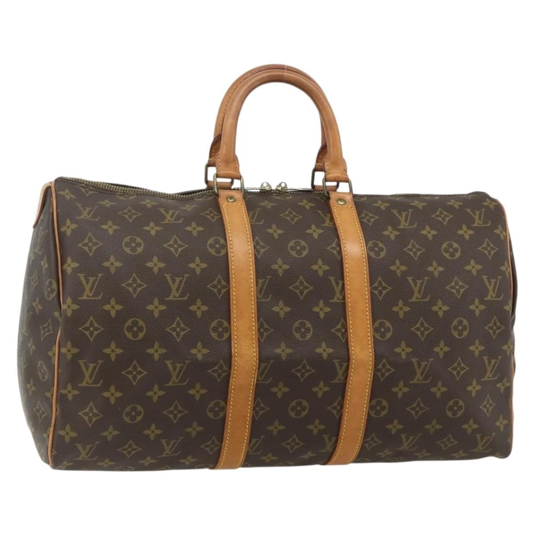 Louis Vuitton Monogram Canvas Boston Bag M41428 45cm France: Louis Vuitton Monogram Canvas Boston Bag M41428 45cm France This Louis Vuitton Monogram Keepall 45 Boston Bag is crafted from signature Monogram Canvas and designed for women. The bag features a spaci