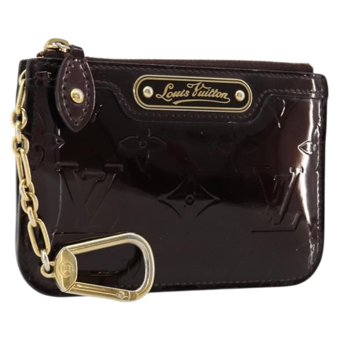 Louis Vuitton Amarante Vernis Coin Purse M93557 Patent Leather: Louis Vuitton Amarante Vernis Coin Purse M93557 Patent Leather This Louis Vuitton Monogram Vernis Pochette Cles coin purse in Amarante patent leather offers a compact and stylish accessory for organiz