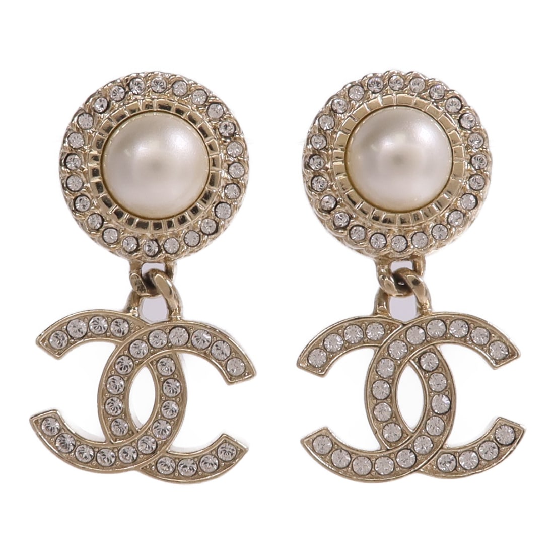 CHANEL Gold Tone Pierced CC Earrings: CHANEL Gold Tone Pierced CC Earrings These CHANEL CC pierced earrings feature a stylish gold-tone metal construction with a classic CC logo design. Made in France, they are crafted for women and do no